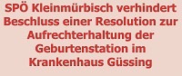 Kleinm&uuml;rbischer SP&Ouml; gegen Resolution f&uuml;r Geburtenstation in G&uuml;ssing