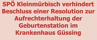 Kleinm&uuml;rbischer SP&Ouml; gegen Resolution f&uuml;r Geburtenstation in G&uuml;ssing