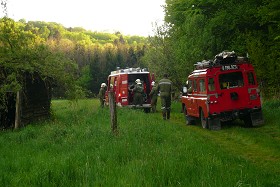 Die Ortsfeuerwehr Inzenhof trifft als erste Wehr ein