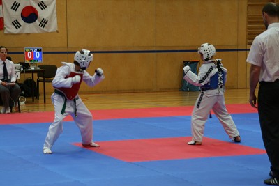 Taekwondow-K&auml;mpfer Rene Marth im Kampf