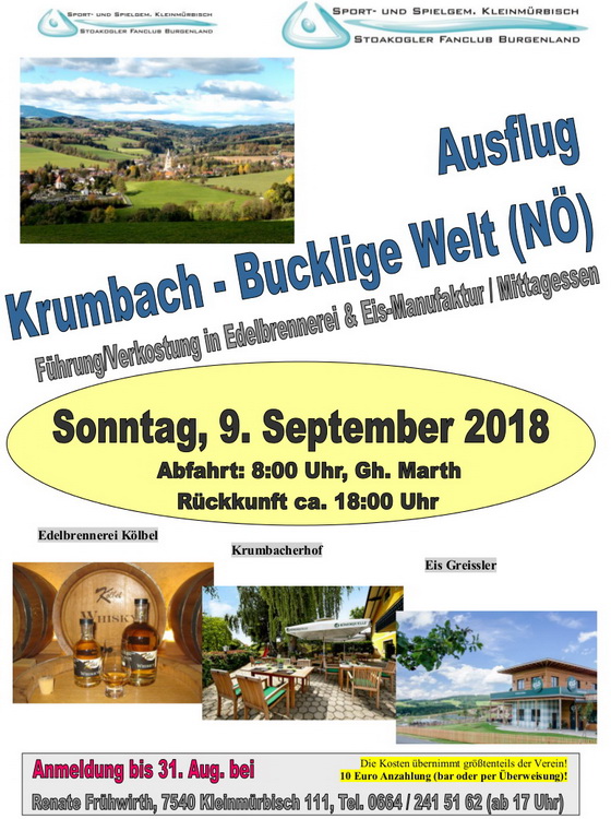 Tagesausflug am Sonntag 9. September 2018